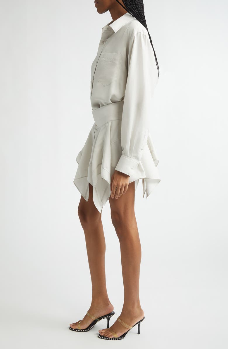 Alexander Wang Cutoff Long Sleeve Silk Double Shirtdress, Alternate, color, Ash White