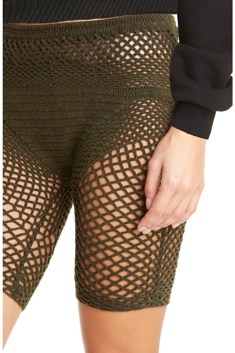 Sheer Knit Shorts, Alternate, color, MOSS