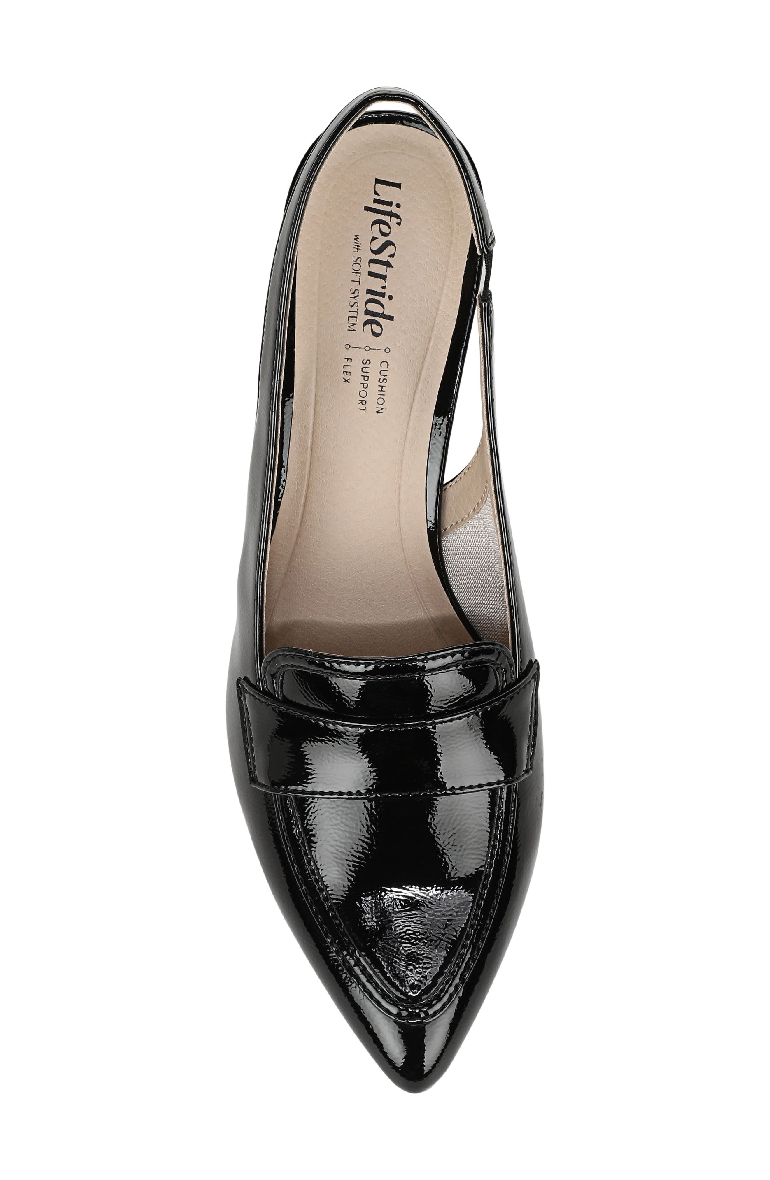 Angel Slingback Pointed Toe Loafer Pump, Alternate, color, BLACK