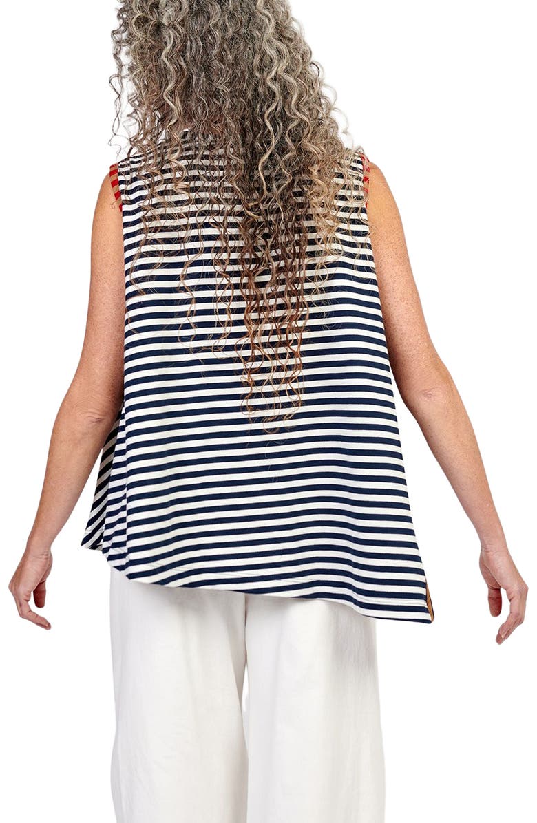 Alembika Mixed stripes sleeveless top with asymmetric hem, Alternate, color,