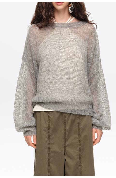 Mohair boat neck sweater