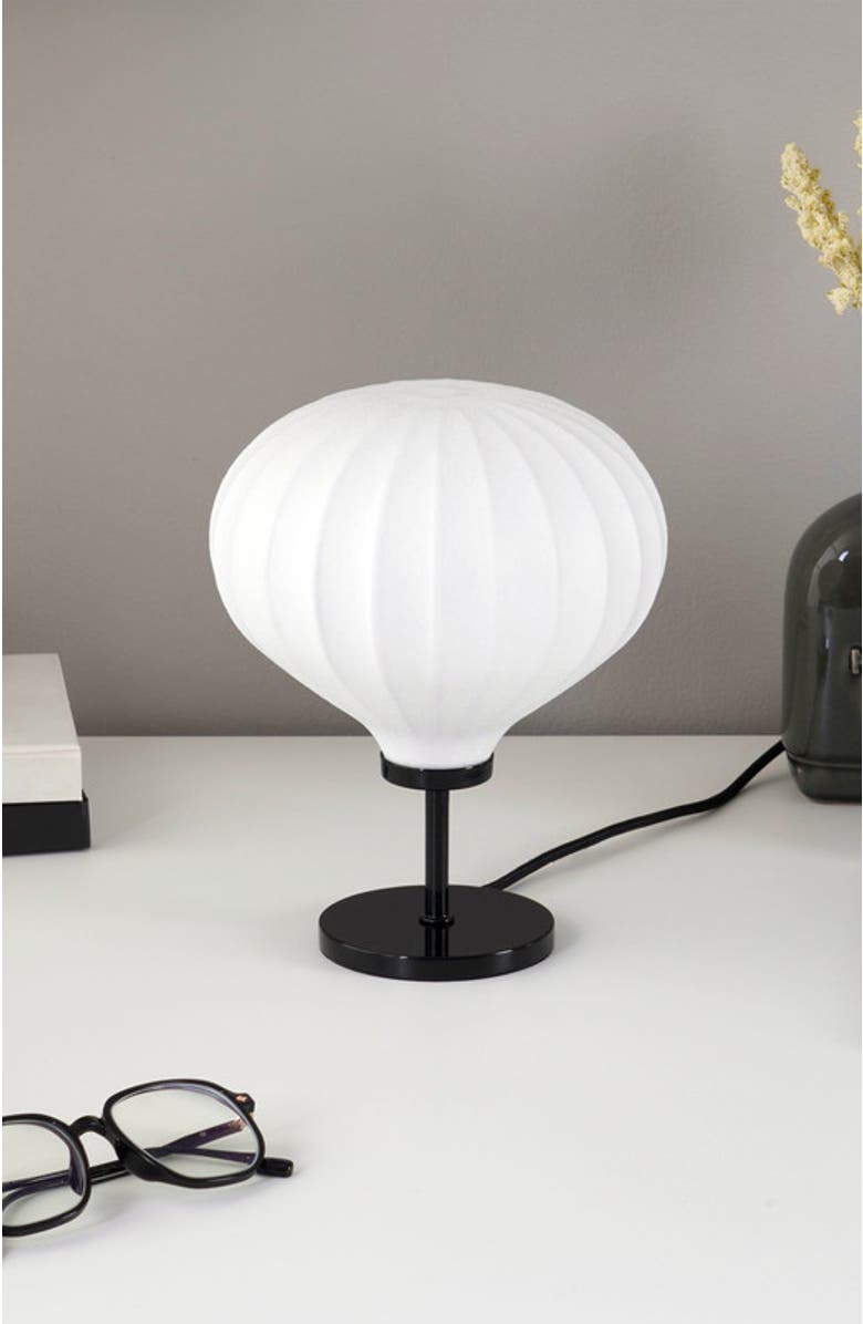 Brightech Nimbus 9" LED Table Lamp with Black Finish and White Balloon Dome Shade, Bulb Included, Alternate, color, Classic Black