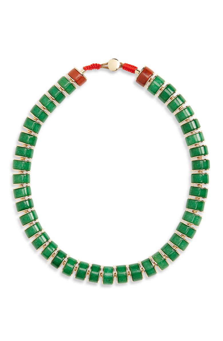 ROXANNE ASSOULIN Semiprecious Stone Heishi Beaded Necklace, Main, color, Gold/ Green Jade