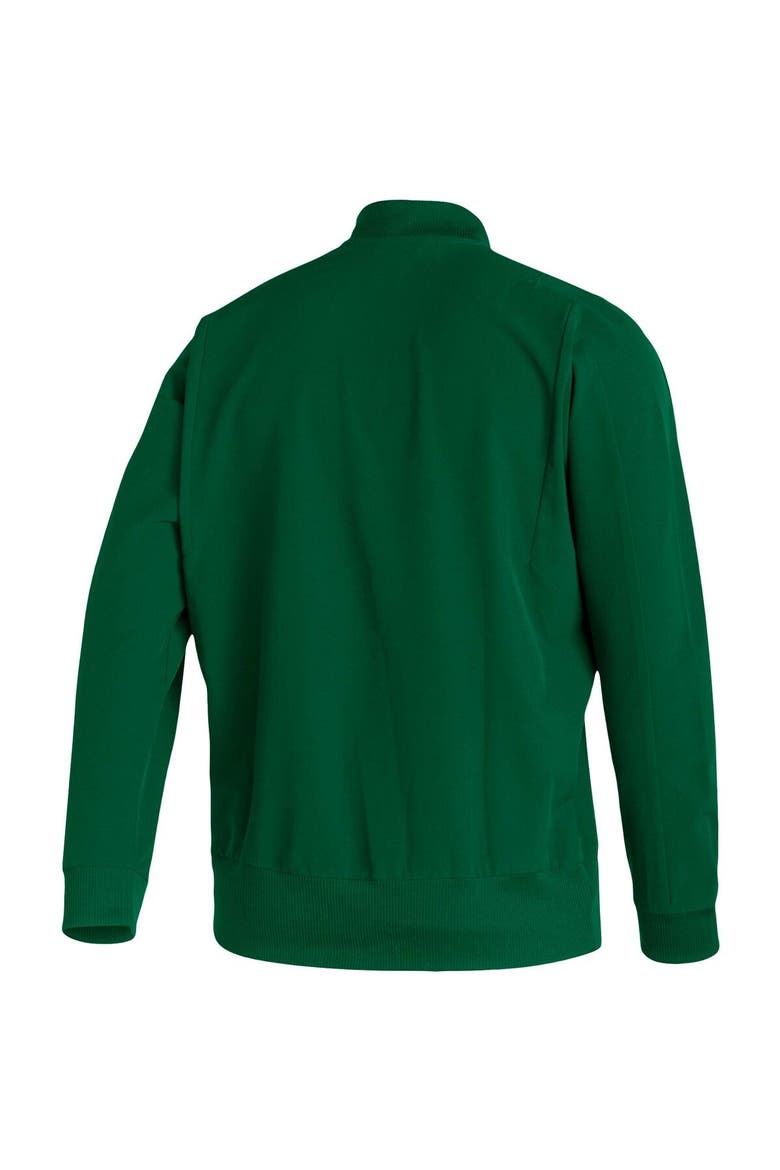 Men's adidas Green Miami Hurricanes 2021 Sideline Woven Primeblue Full-Zip Bomber Jacket, Alternate, color, Hunter Green