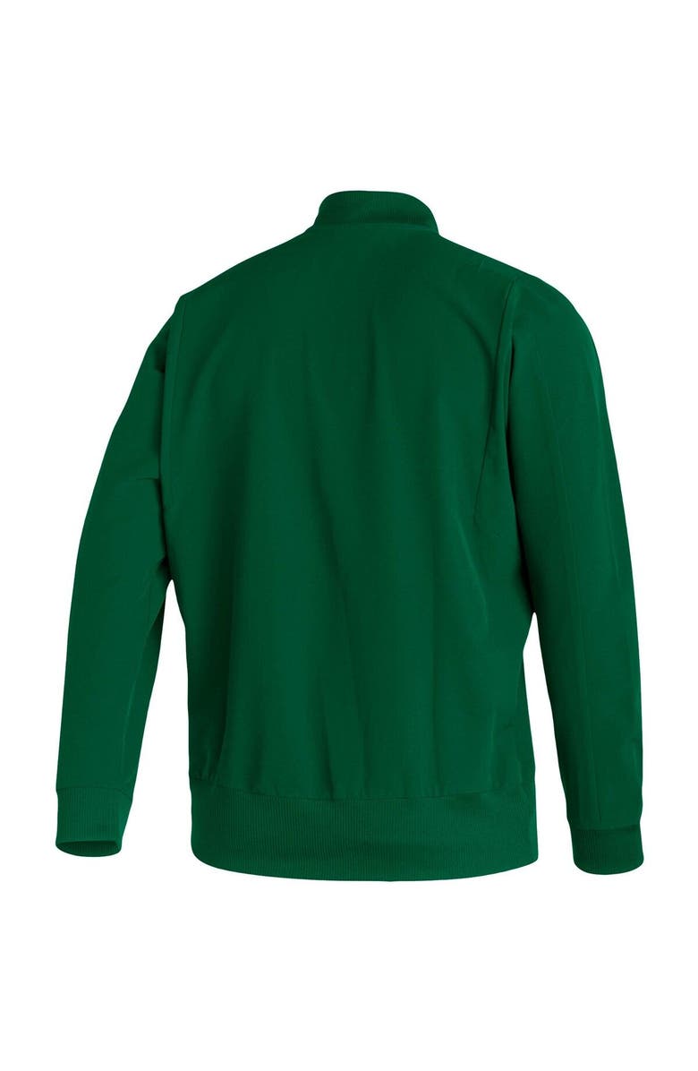 adidas Men's adidas Green Miami Hurricanes 2021 Sideline Woven Primeblue Full-Zip Bomber Jacket, Alternate, color, 
