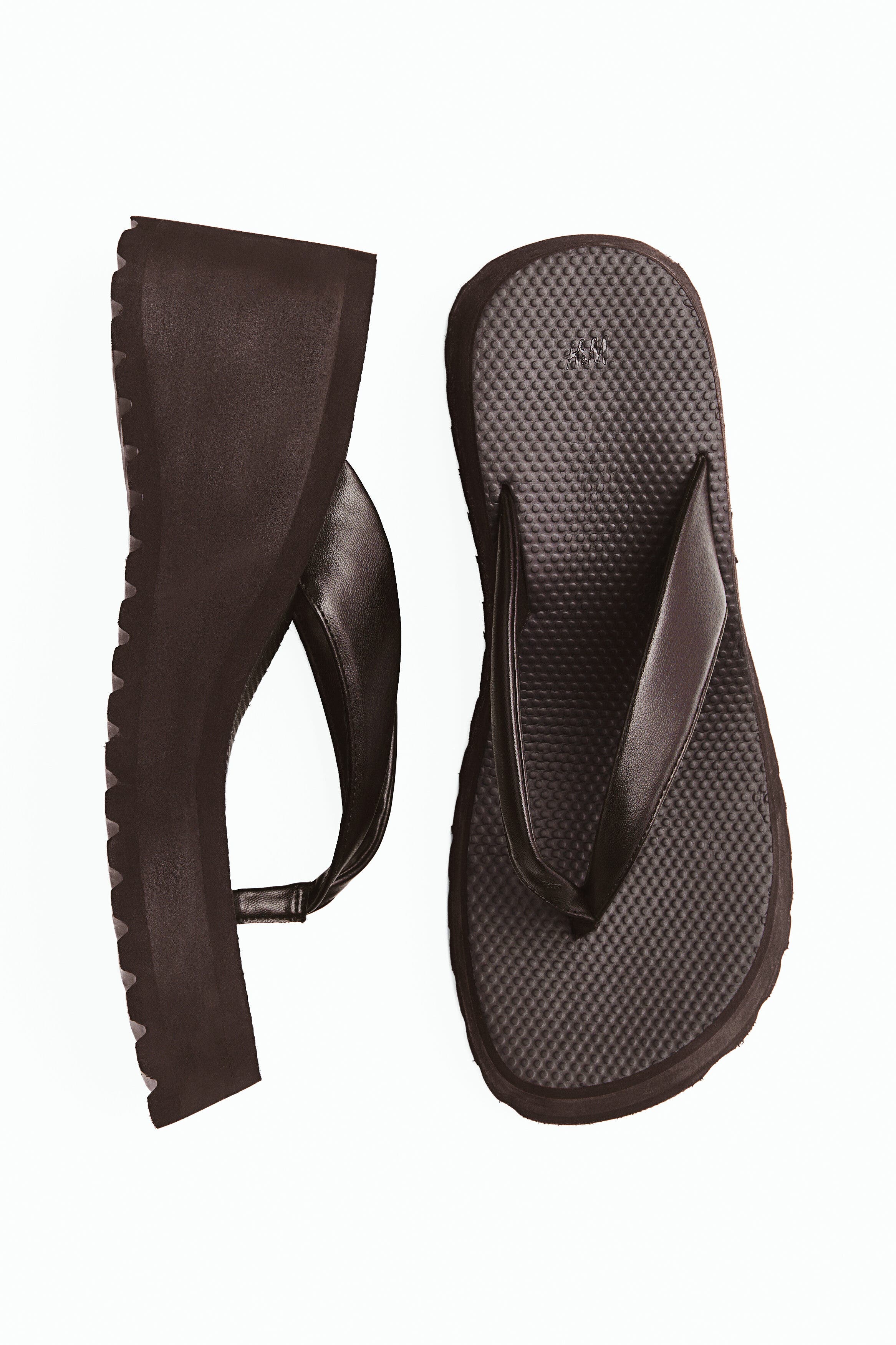 H&M Wedge-heeled Flip-flops, Alternate, color, Dark Brown