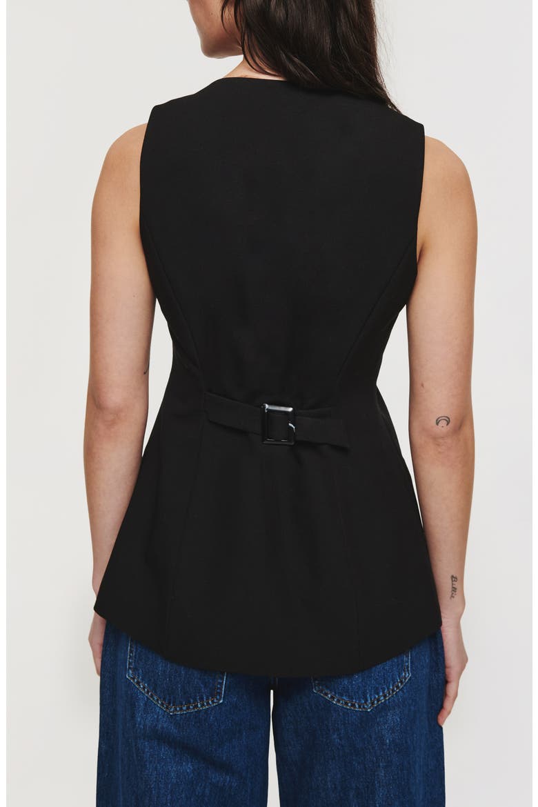 Leo Collarless Vest, Alternate, color, BLACK