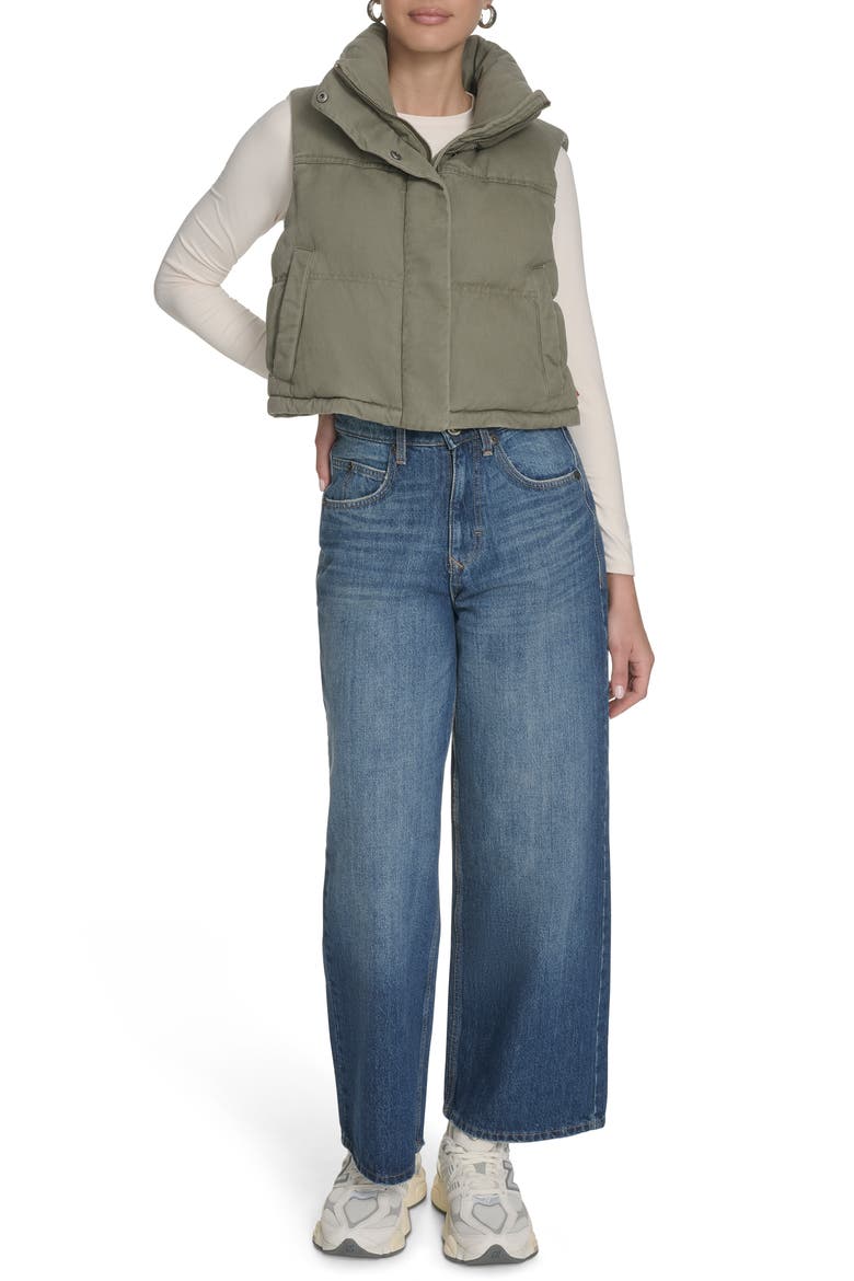 Cotton Crop Puffer Vest, Alternate, color, LIGHT OLIVE