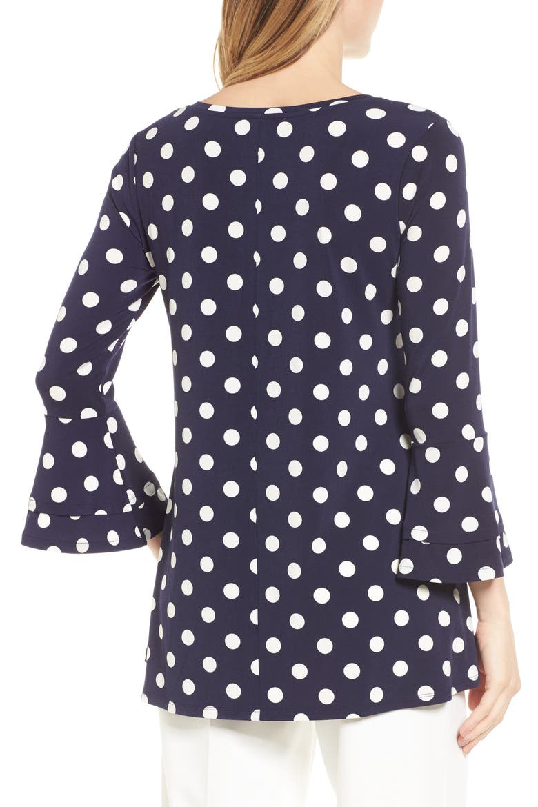 Dot Print Bell Sleeve Blouse, Alternate, color, 529-EVENING NAVY