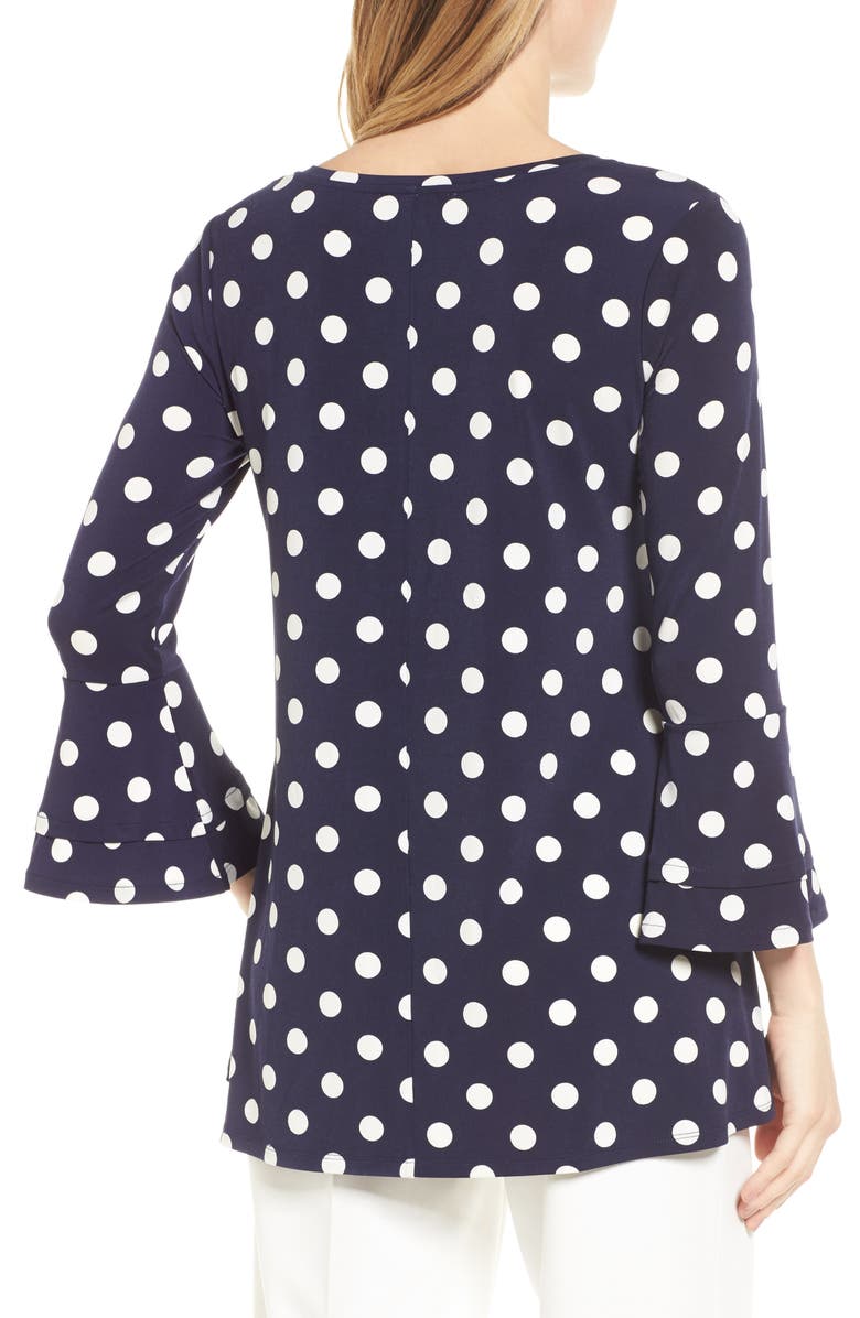 Chaus Dot Print Bell Sleeve Blouse, Alternate, color,