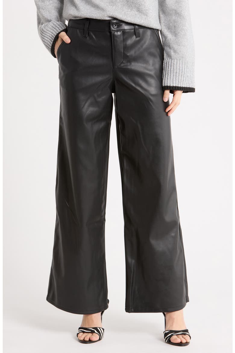 Faux Leather Wide Leg Pants, Main, color, BLACK