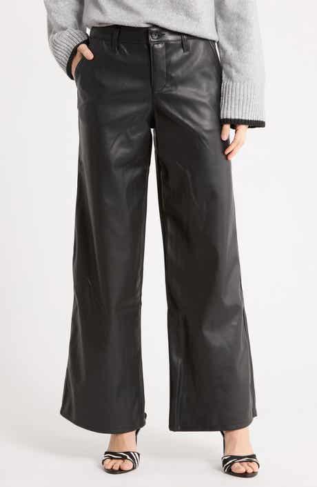 Faux Leather Wide Leg Pants