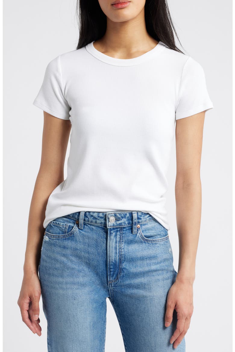 Perfect Crewneck Rib Top, Main, color, PAPER WHITE