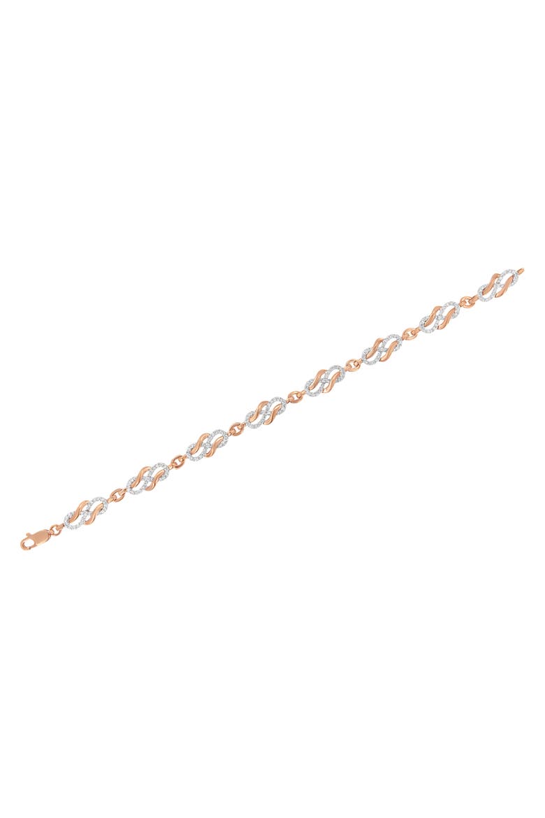 10K Rose Gold 1.0 Cttw Diamond Infinity Loop and Swirl Link Bracelet, Alternate, color, Pink
