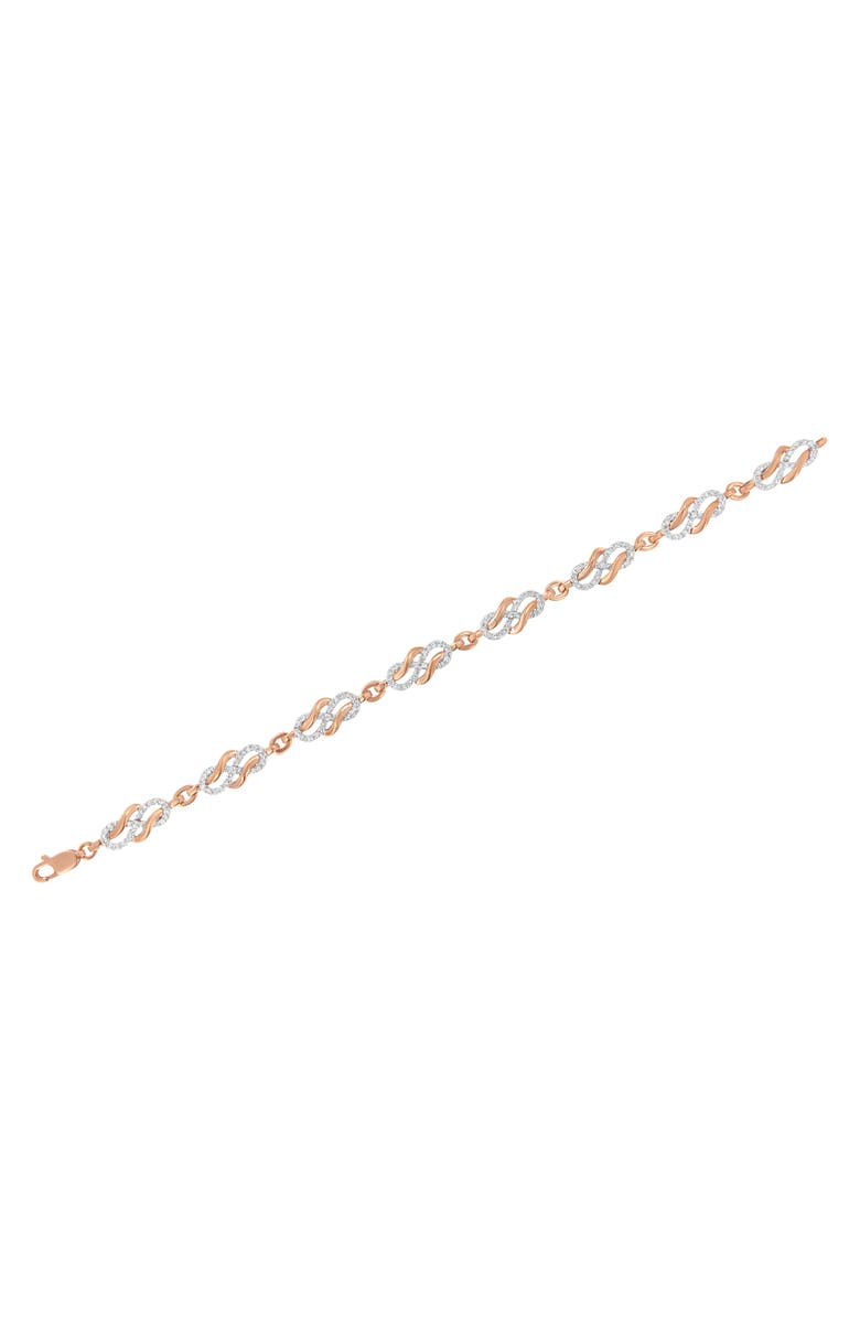 Haus of Brilliance 10K Rose Gold 1.0 Cttw Diamond Infinity Loop and Swirl Link Bracelet, Alternate, color, Pink