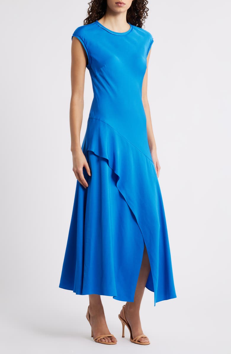 KOBI HALPERIN Leilani Asymmetric Ruffle Maxi Dress, Main, color, Blue Jay