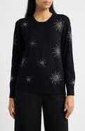 AK ANNE KLEIN Starburst Embellished Crewneck Sweater