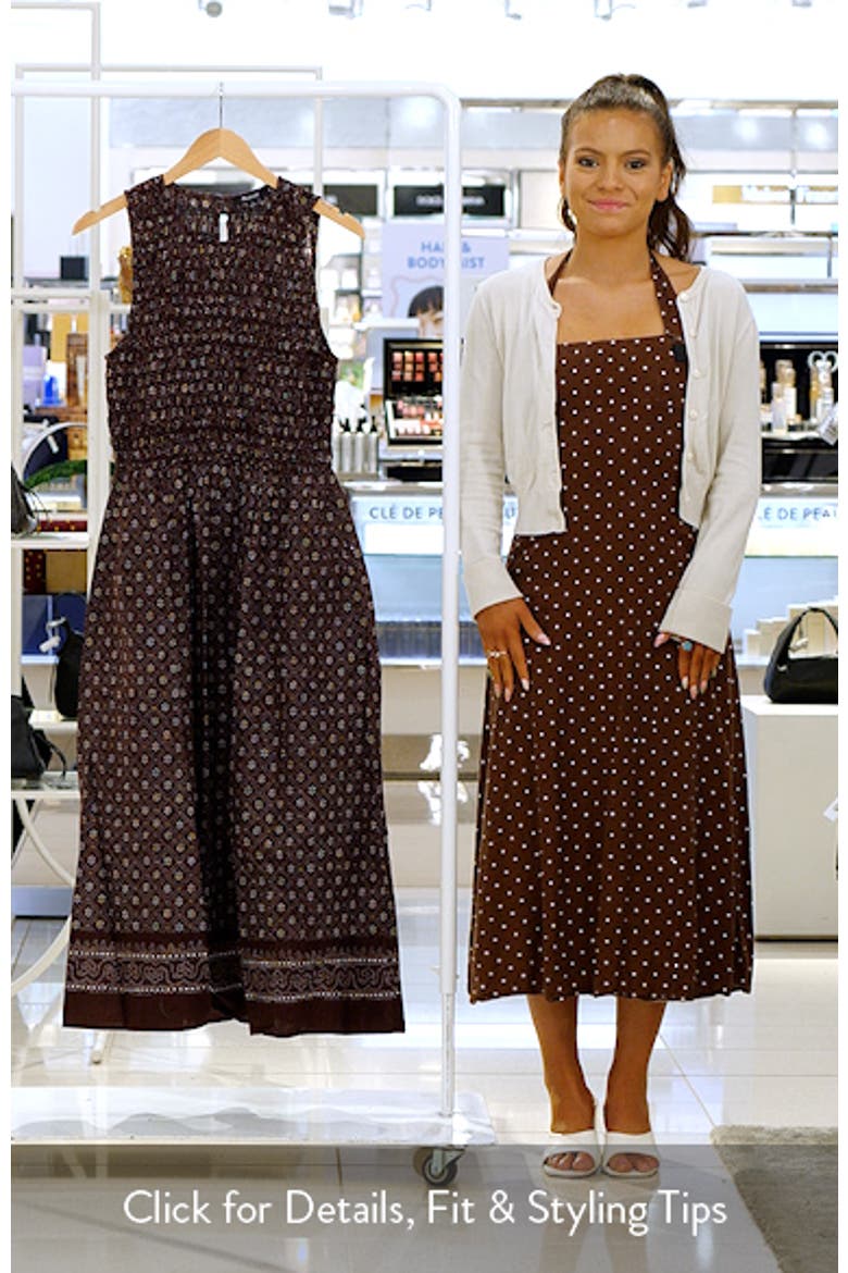 the melody smocked midi dress in daisy print The Melody Smocked Cotton Midi Dress in Daisy Print (Women)