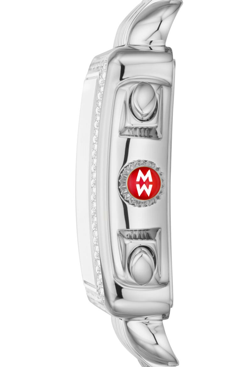 Deco XL Chronograph Diamond Bracelet Watch, 36mm x 37.5mm , Alternate, color, SILVER/ WHITE MOP/ SILVER