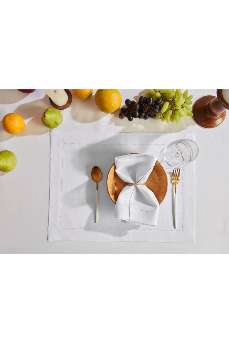 Linen Dinner Napkins Set of 4, 20 x 20" - Sonoma Hemstitch, Alternate, color, White