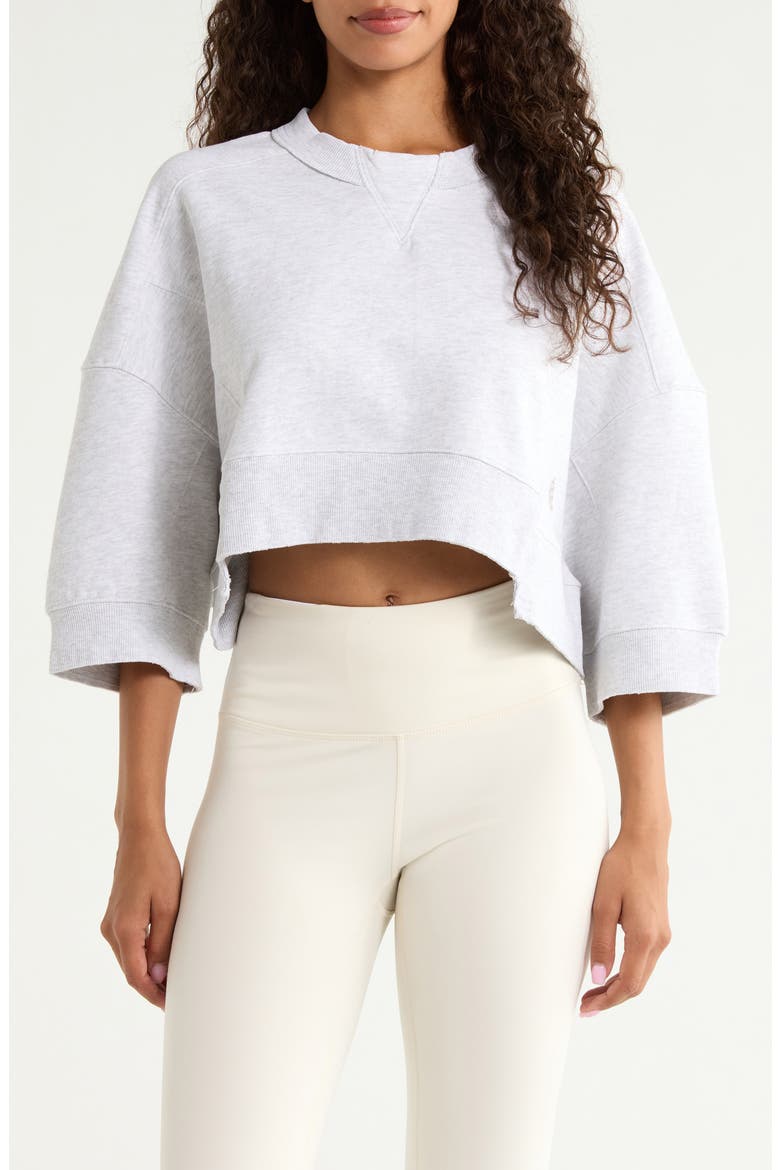 Intercept Cotton Blend Crop Sweatshirt, Main, color, WHITE HEATHER GREY