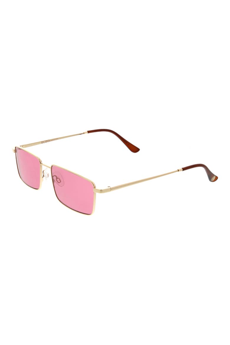 58mm Metal Rectangle Sunglasses, Alternate, color, GOLD/ PURPLE LENS