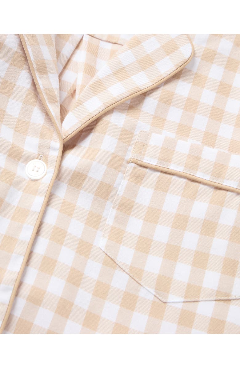 Petite Plume Gingham Check Cotton Pajamas, Alternate, color, Beige