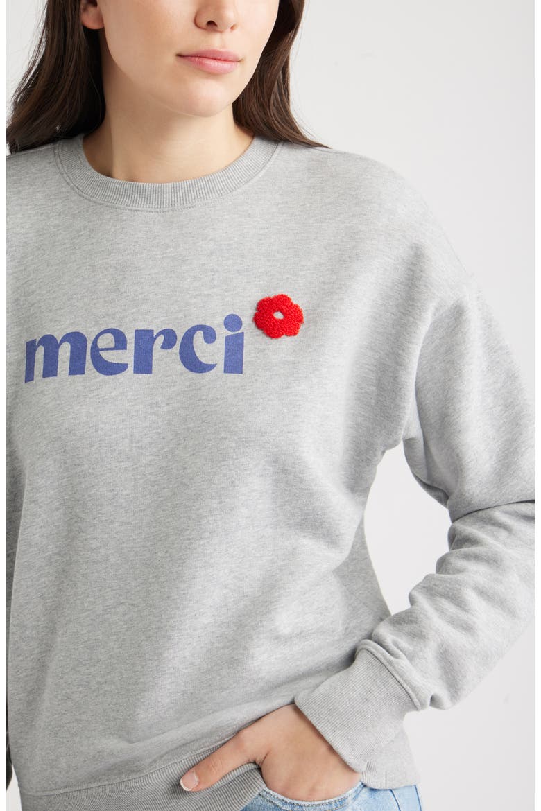 Merci Graphic Sweatshirt, Alternate, color, GREY HEATHER