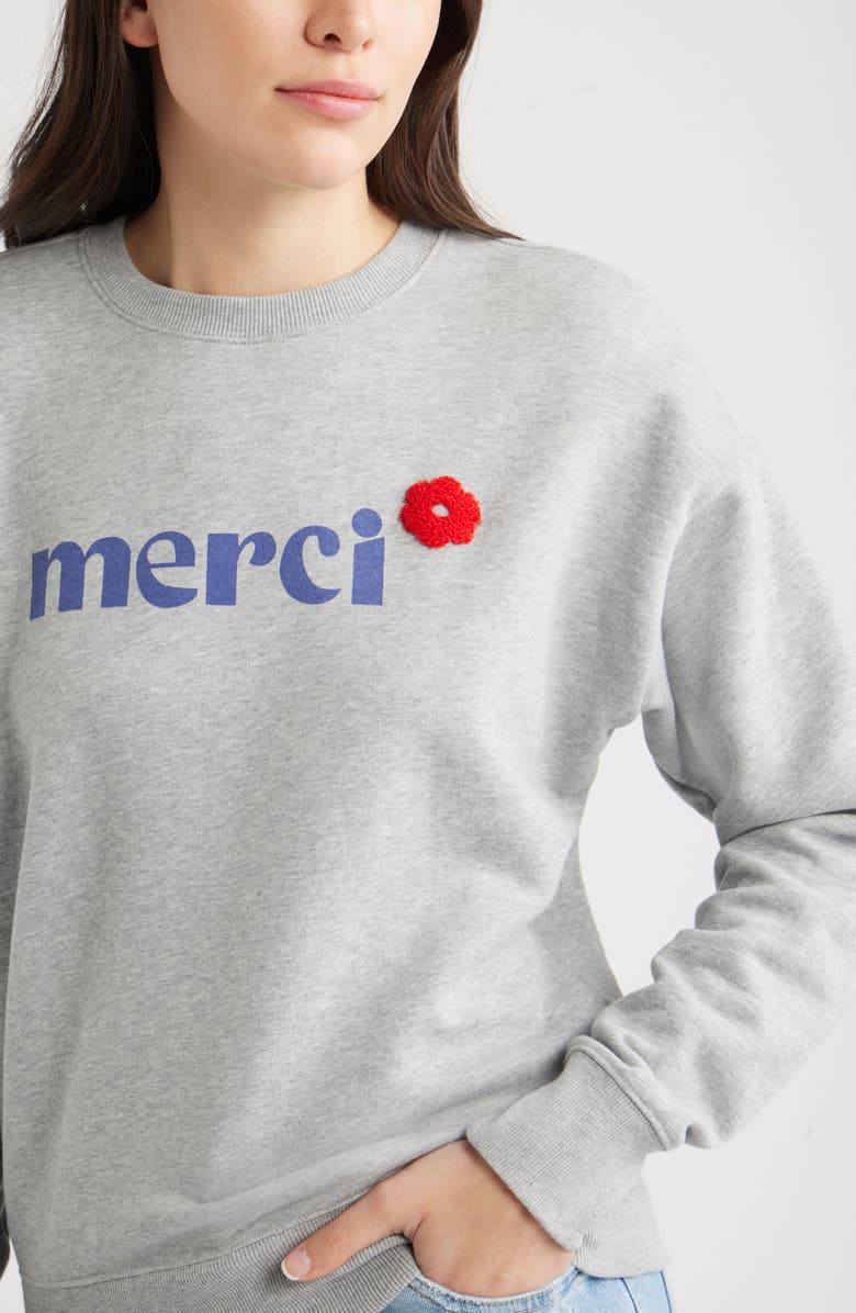 Caslon<sup>®</sup> Merci Graphic Sweatshirt, Alternate, color, Grey Heather