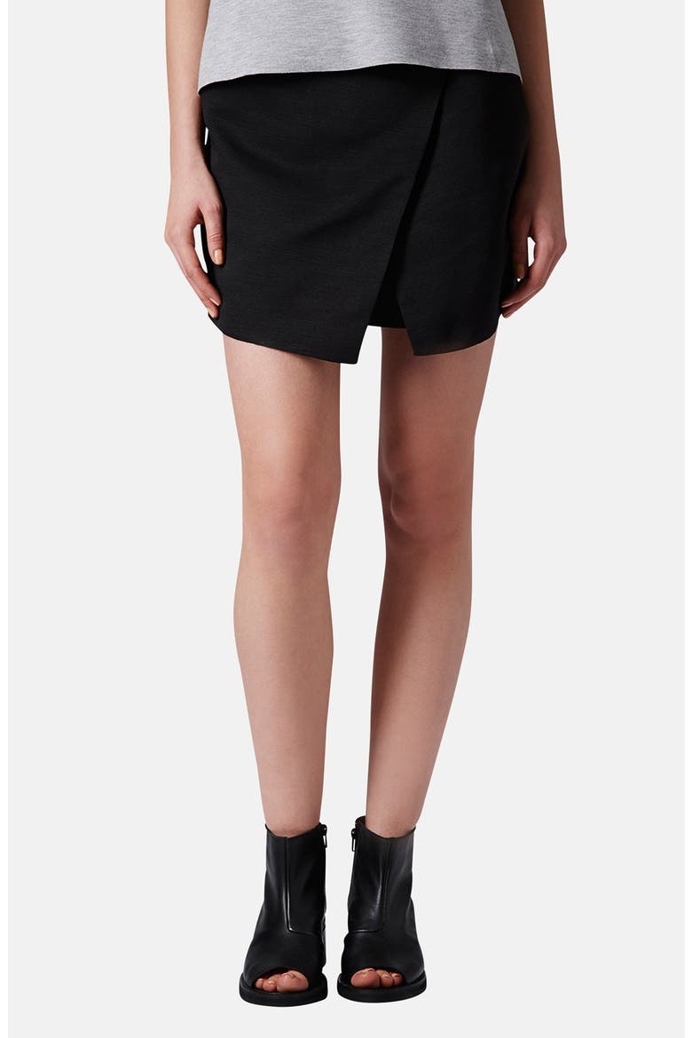 Woven Wrap Skort, Main, color, BLACK