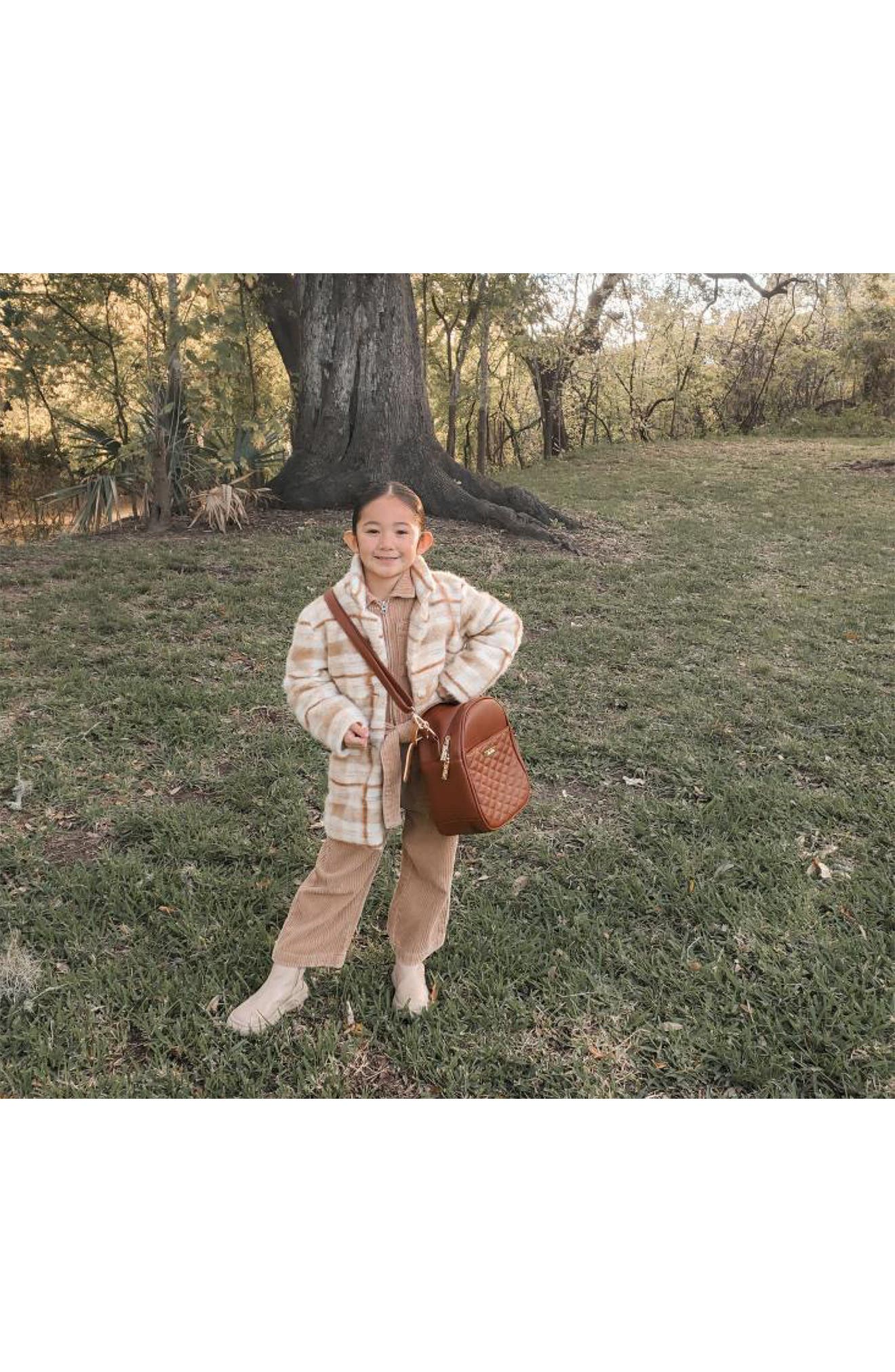 Luli Bebé Monaco Faux Leather Snack Bag, Alternate, color, Caramel Brown