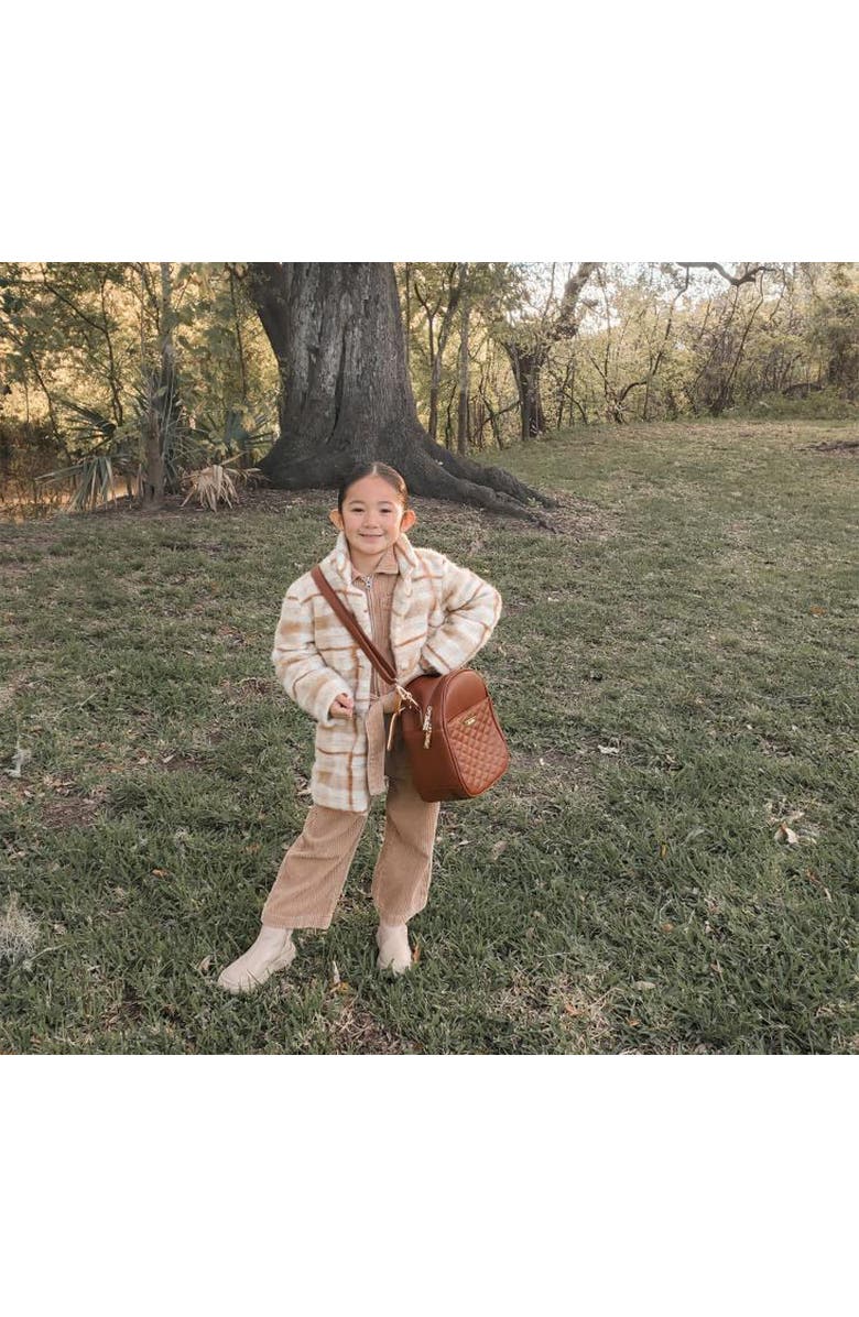 Luli Bebé Monaco Faux Leather Snack Bag, Alternate, color, Caramel Brown