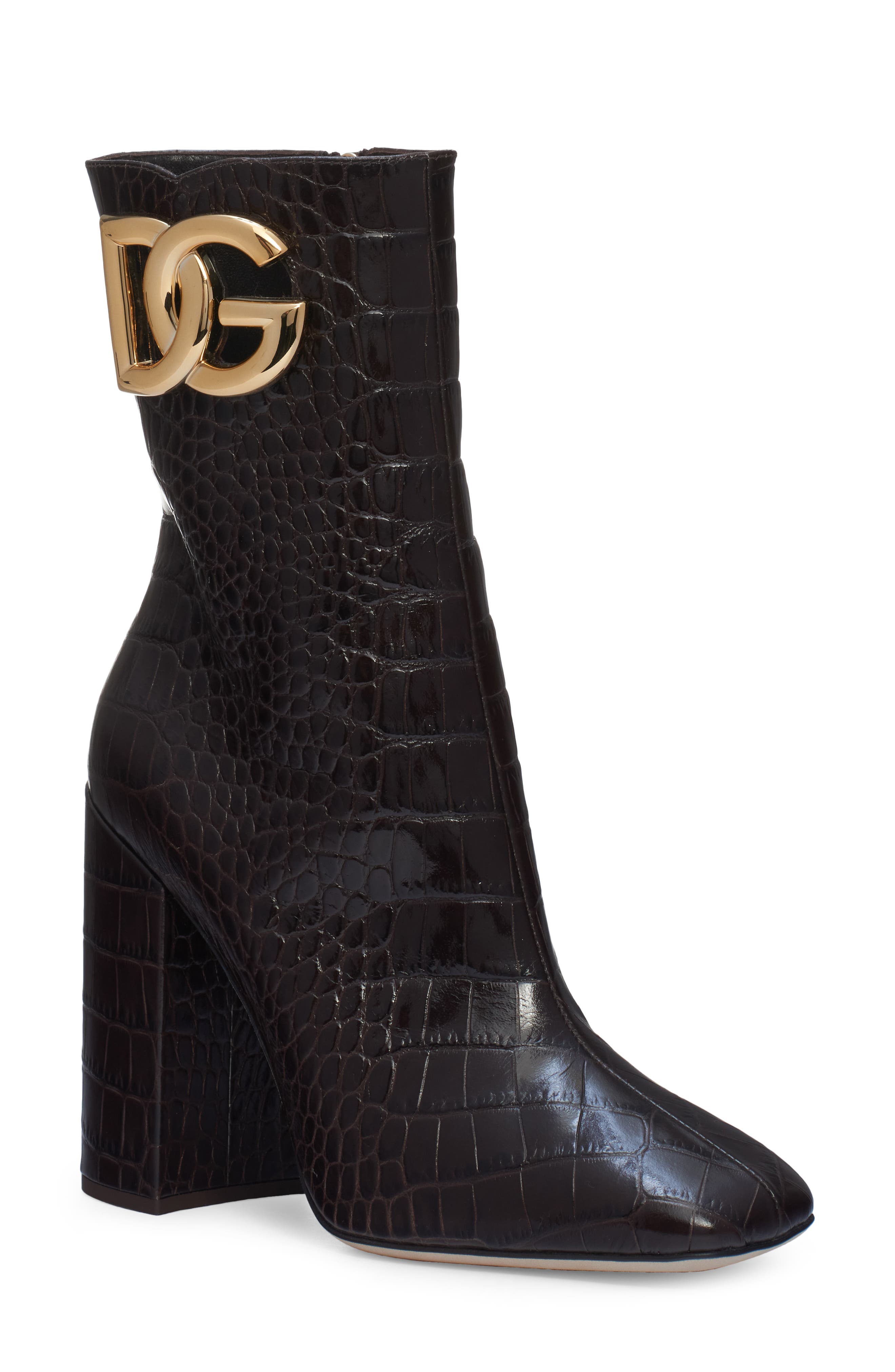 Dolce&Gabbana Jackie Croc Embossed Bootie, Main, color, 