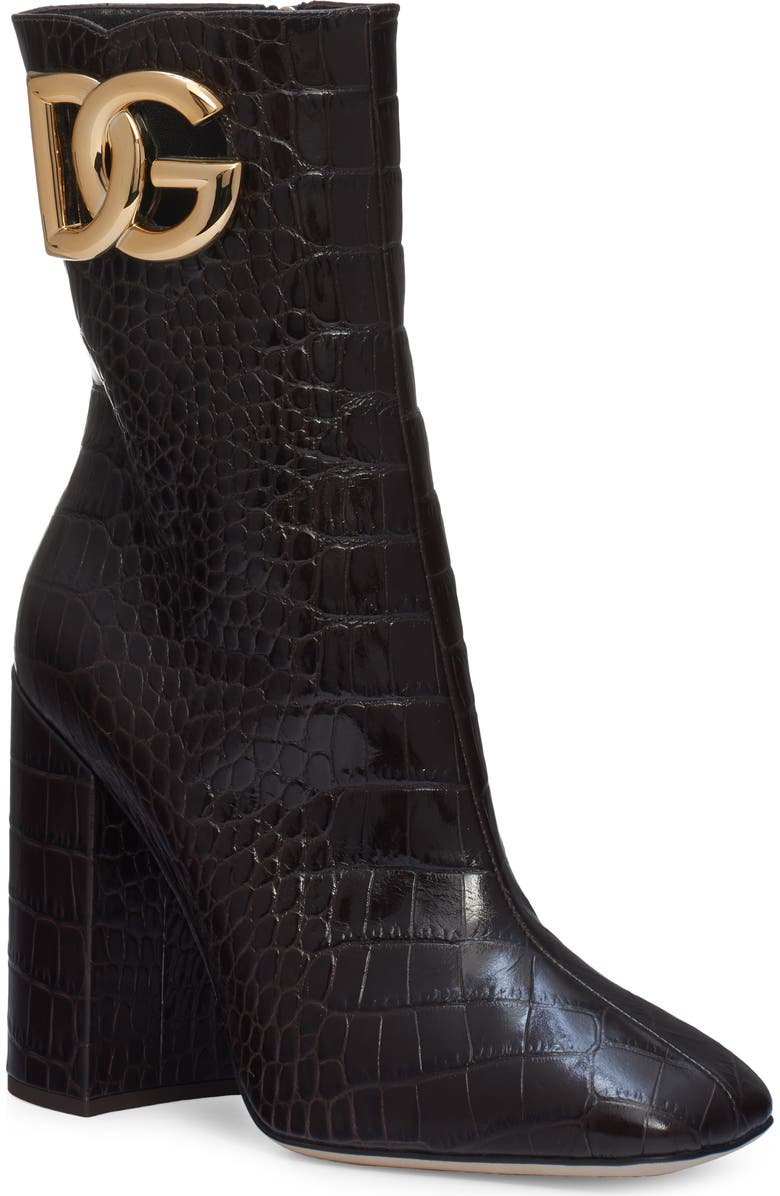 Dolce&Gabbana Jackie Croc Embossed Bootie, Main, color,
