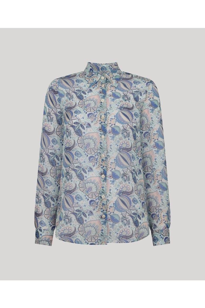 Sophia Liberty Silk Classic Shirt, Main, color, Soft Blue Multi