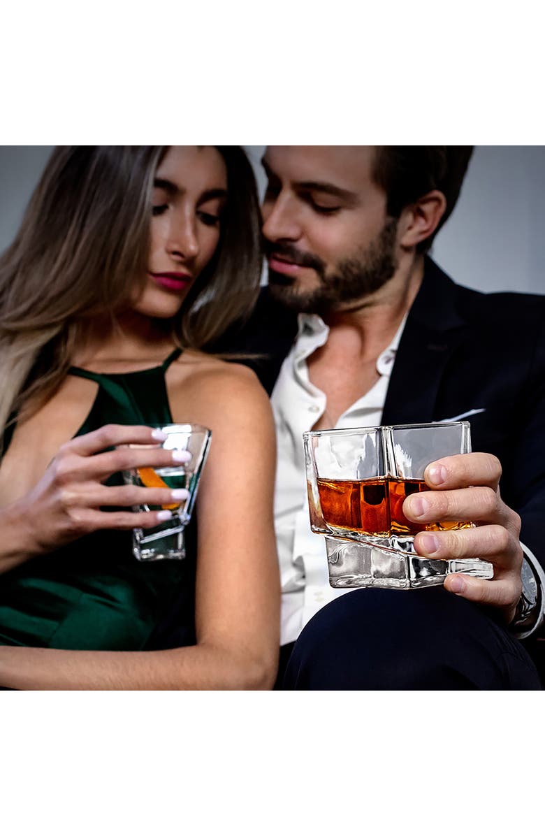 JoyJolt Carre Square Heavy Base Crystal Martini Glass - Set of 2, Alternate, color, Clear