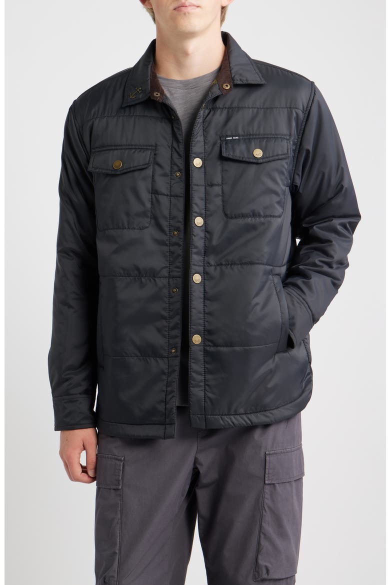Machinist Quilted Snap-Up Shirt Jacket, Main, color, BLACK