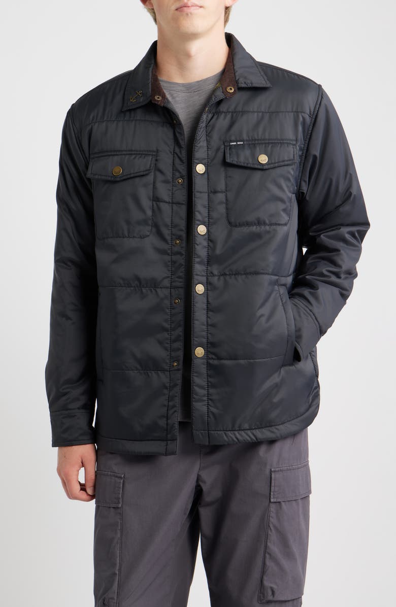 DARK SEAS Machinist Quilted Snap-Up Shirt Jacket, Main, color, Black