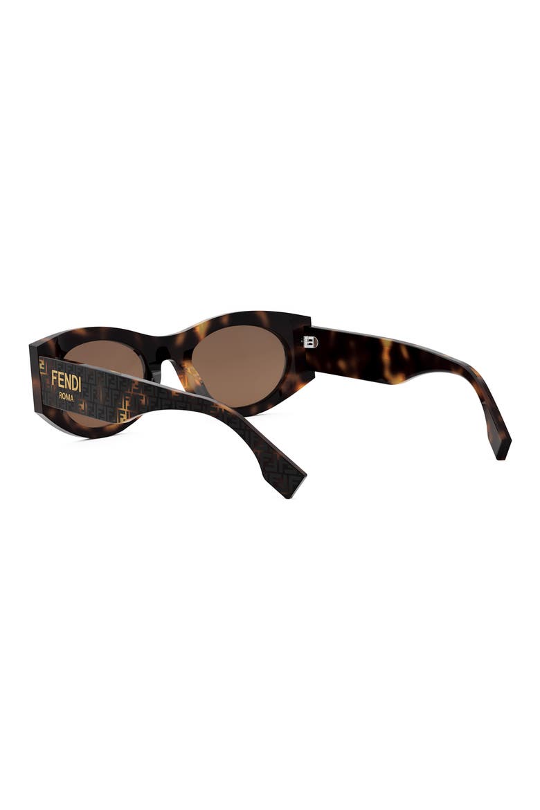 'Fendi Roma 52mm Oval Sunglasses, Alternate, color, HAVANA / BROWN