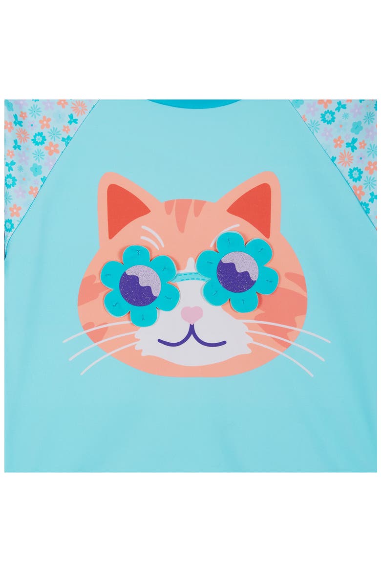 Kids' Appliqué Long Sleeve Two-Piece Rashguard Swimsuit, Alternate, color, AQUA