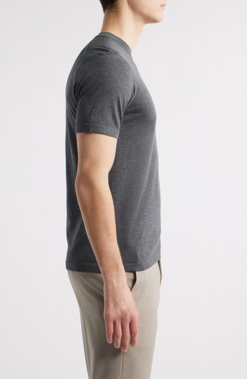 Jack Victor Wellington Heathered Cotton & Silk Crewneck T-shirt In Charcoal