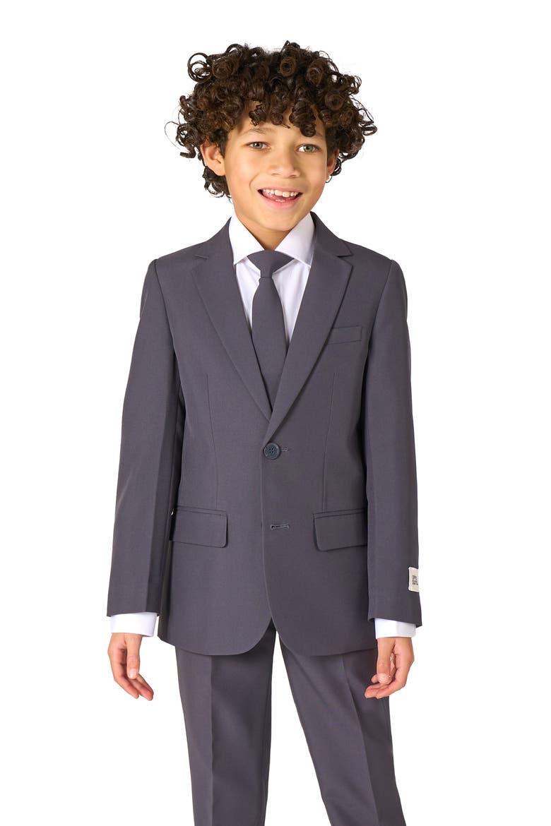 Kids' Charcool Two-Piece Suit & Tie Set, Alternate, color, GREY