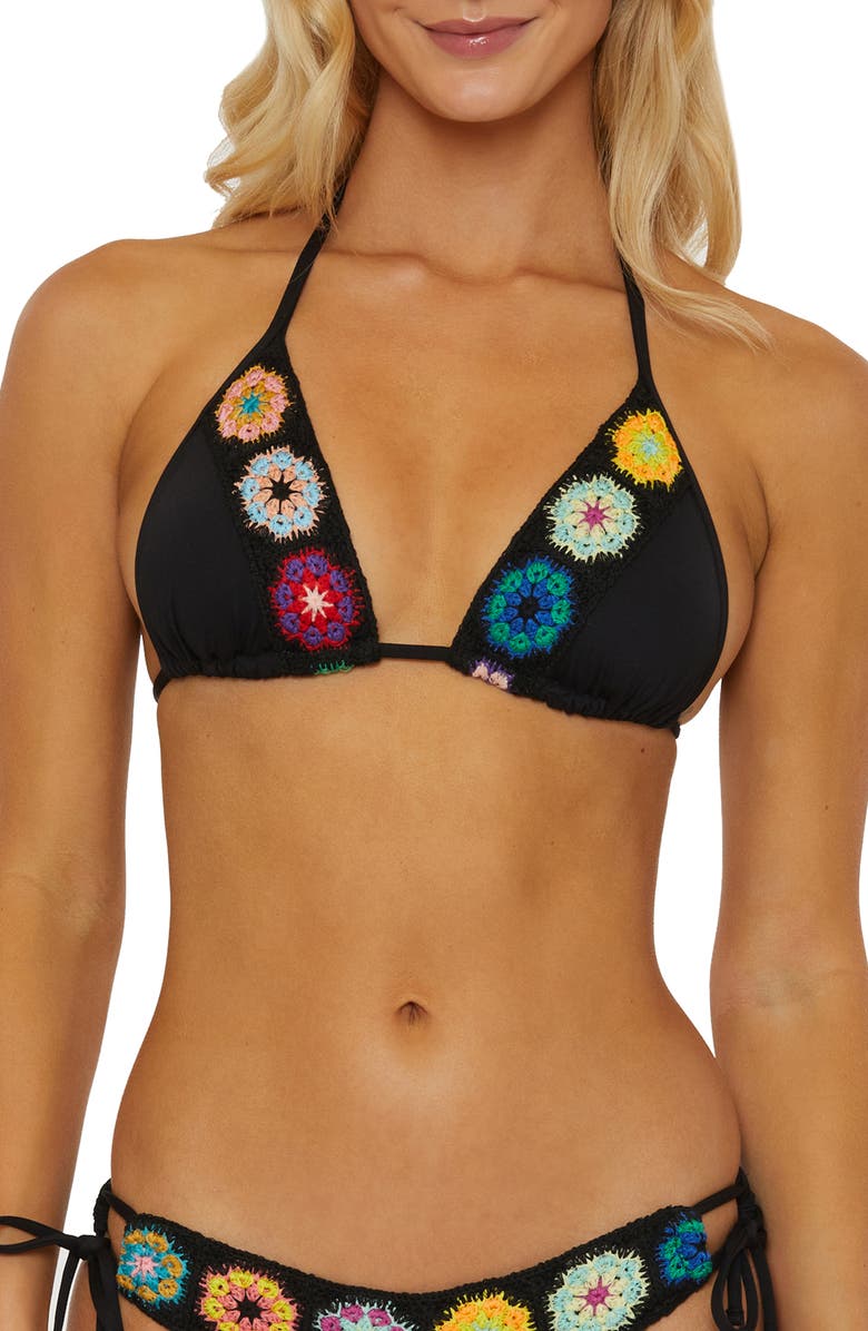 Isabella Rose 1969 Halter Triangle Swim Top, Main, color, Black