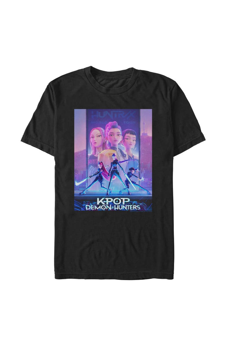 KPop Demon Hunters Men's KPop Demon Hunters Trio Poster  Graphic T-Shirt, Main, color, Black