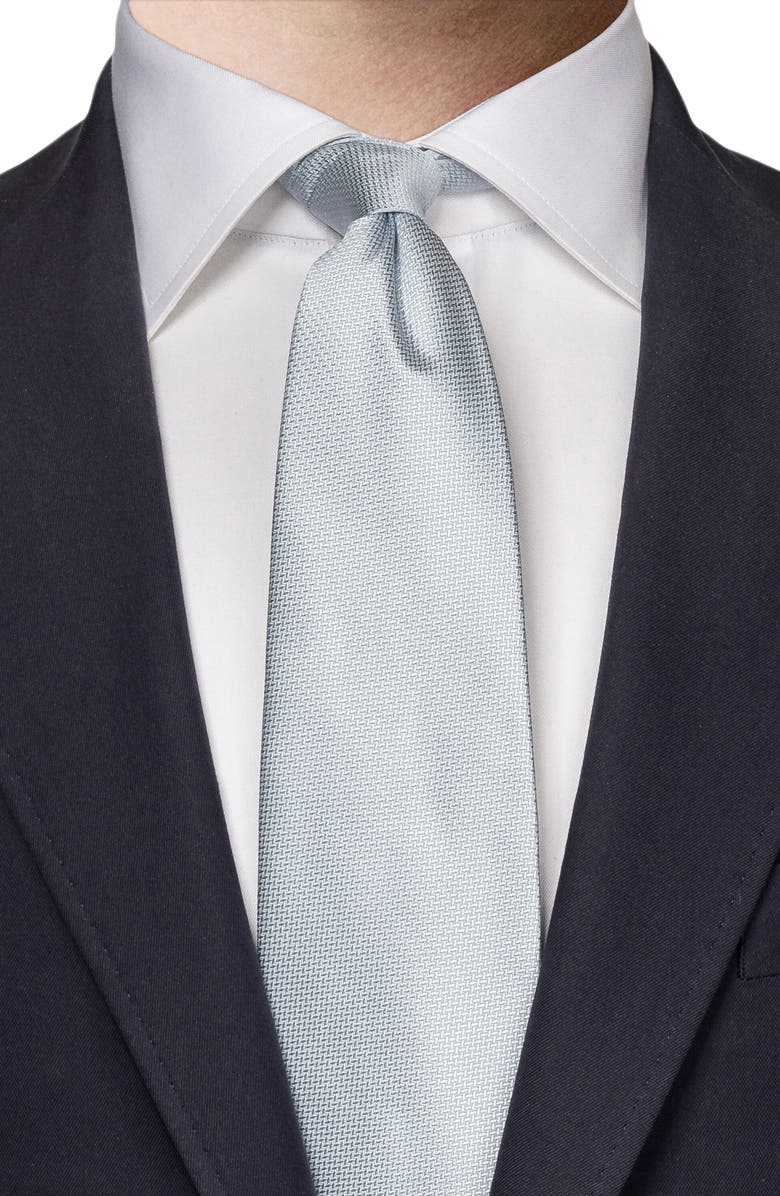 Eton Light Blue Textured Silk Tie, Alternate, color,