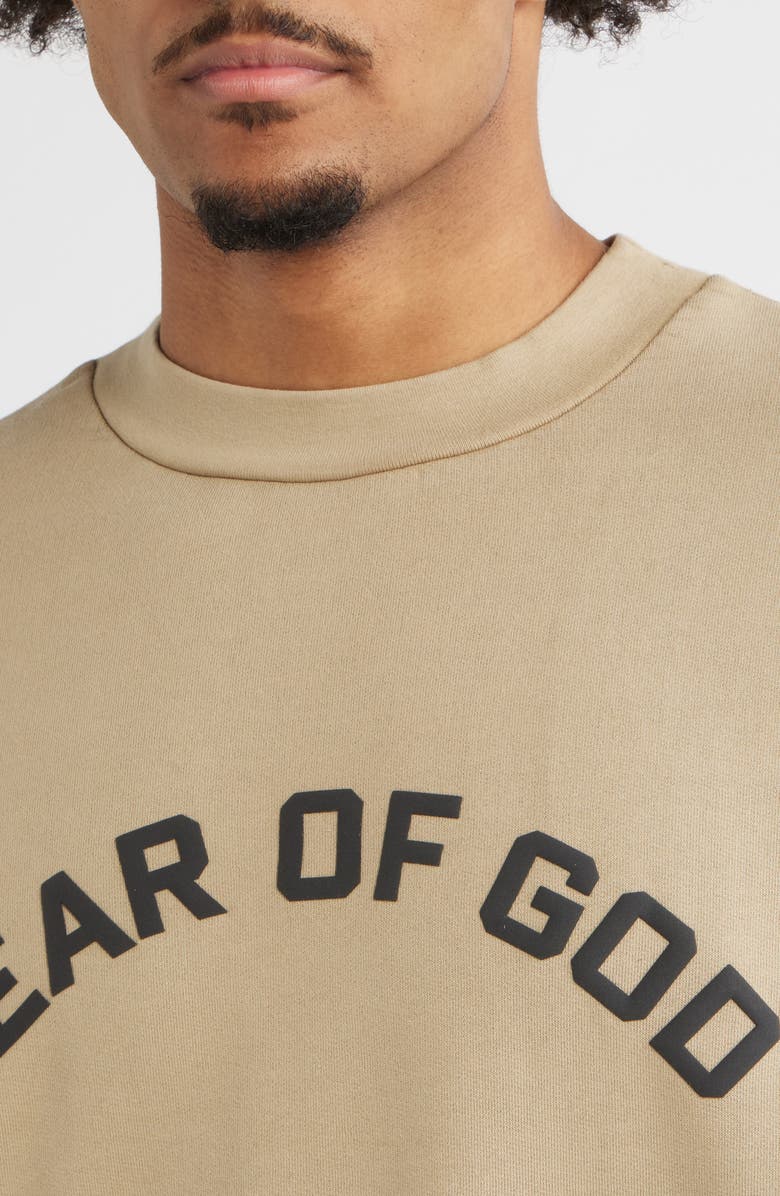 Fear of God Essentials '90s Fit Training Logo Crewneck Sweatshirt, Alternate, color, Faded Dune