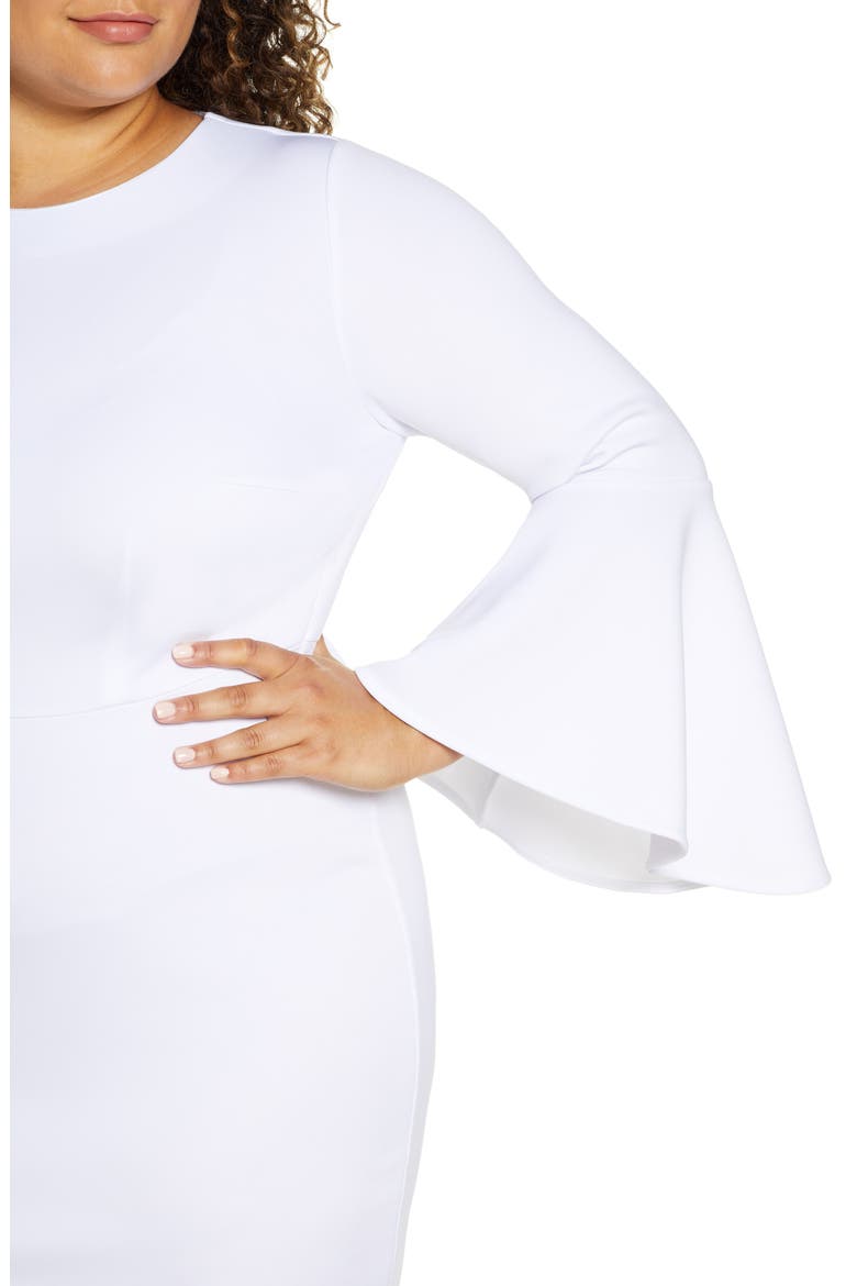 Flare Sleeve Scuba Sheath Dress, Alternate, color, WHITE