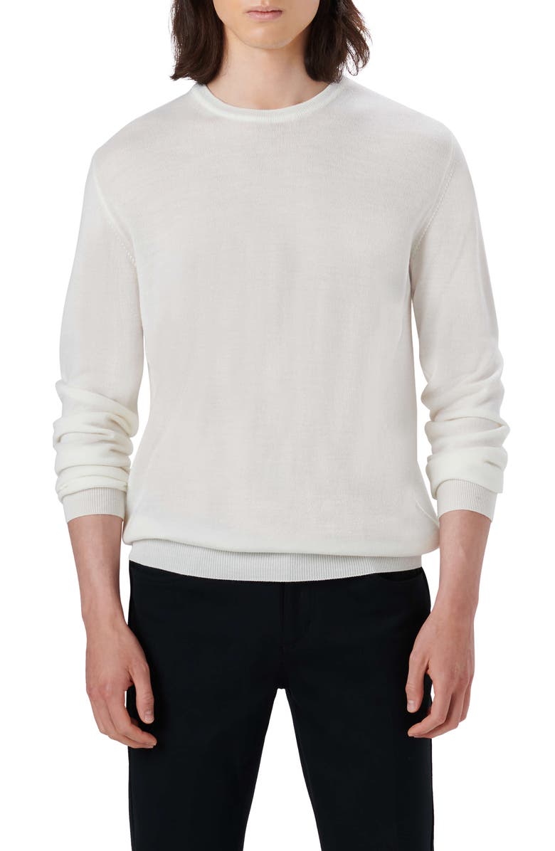 Bugatchi Merino Wool Crewneck Sweater, Main, color, Chalk