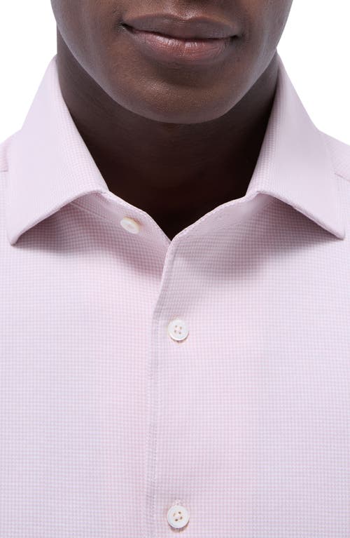 Bugatchi Devon Micro Houndstooth Ooohcotton® Button-up Shirt In Dusty Pink