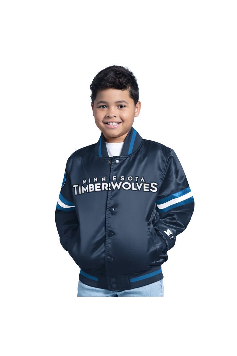 Youth Navy Minnesota Timberwolves Scrimmage Full-Snap Varsity Jacket, Alternate, color, Navy
